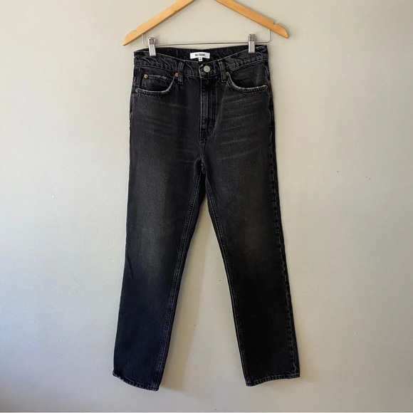 Re/Done Originals 70’s Straight Jeans In Black Wash Cotton High Rise Size 26 - Picture 4 of 8